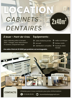 Loue 2 cabinets dentaires ( ortho ou omnipraticien )