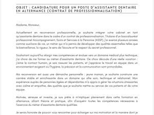 Recherche cabinet dentaire pour contrat de professionnalisation – Assistante dentaire en formation