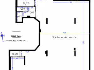 AV Paris 15e local commercial PMR 200m2 grand linéaire vitrine 2 pkg