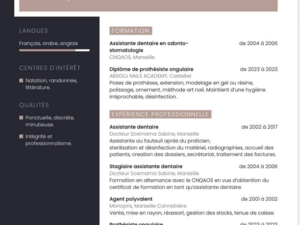 Assistante dentaire 15 ans d'expérience 