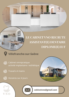 Cabinet dentaire VNO recrute un(e) assistant(e) dentaire H/F