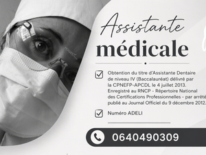 Assistante médicale spécialisée en odonto-stomatologie