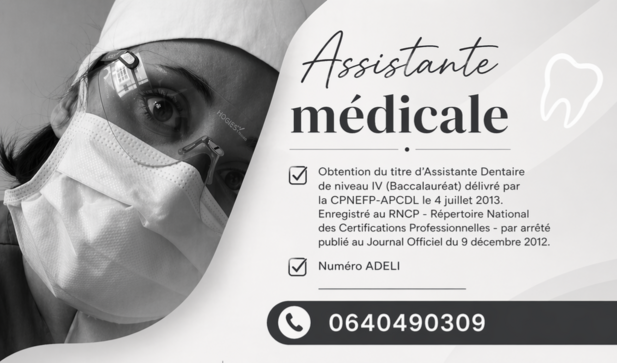 Assistante médicale spécialisée en odonto-stomatologie