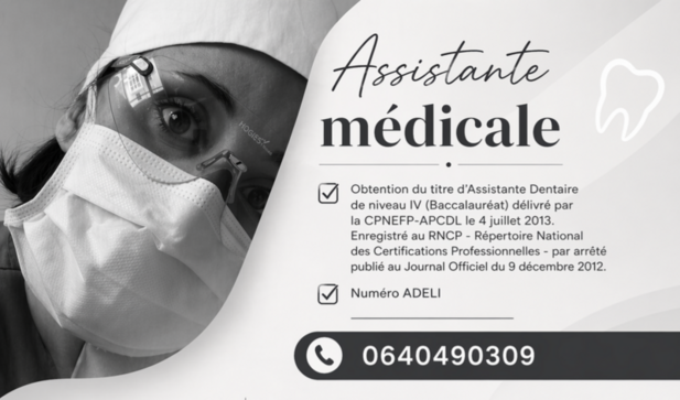 Assistante médicale spécialisée en odonto-stomatologie