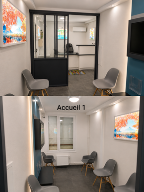🦷 sydel · Champs-sur-Marne (77) – murs + fonds, 3 fauteuils · Réf. 7702