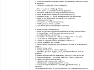 Assistante dentaire Qualifié avec 5 ans d’expérience en orthodontie 