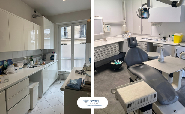 🦷 sydel · Paris (75) – murs + fonds, cabinet implanto/paro, 2 fauteuils · Réf. 7510