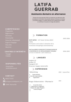 Recherche assistante dentaire en alternance 