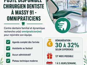 CHIRURGIEN-DENTISTE OMNIPRATICIEN 32% H/F – MASSY (91)