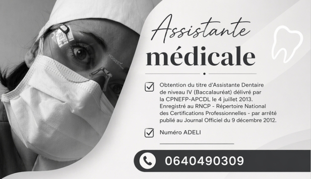 Assistante médicale spécialisée en odonto-stomatologie
