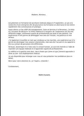 Recherche une alternance en tant que secrétaire médical 