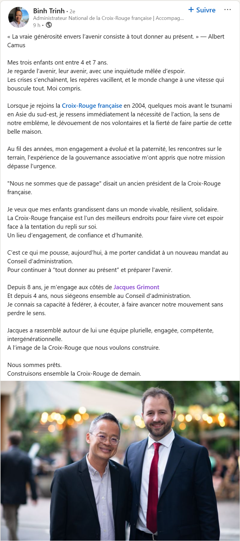 Annonce de candidature de Binh Trinh