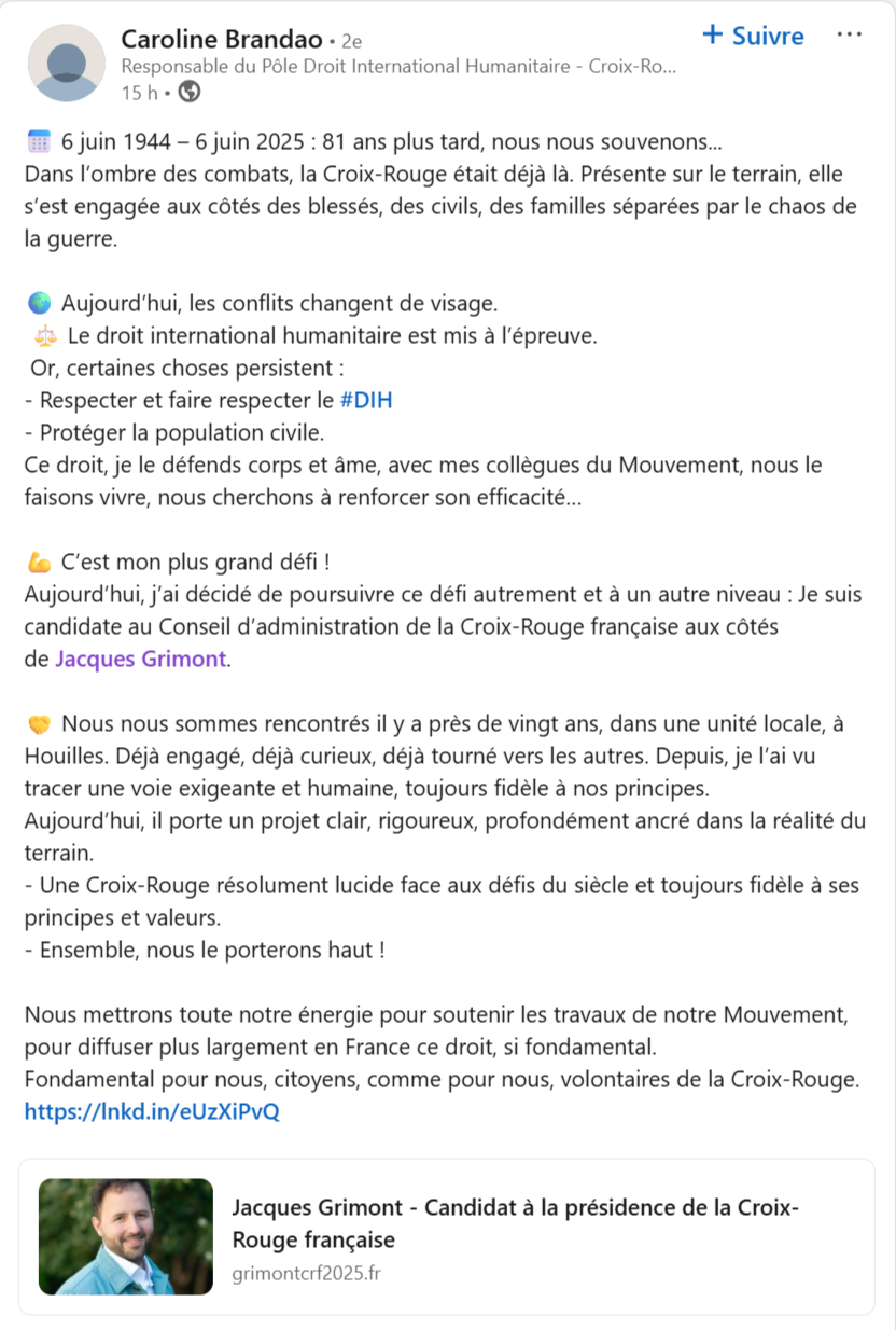 Annonce de candidature de Caroline Brandao