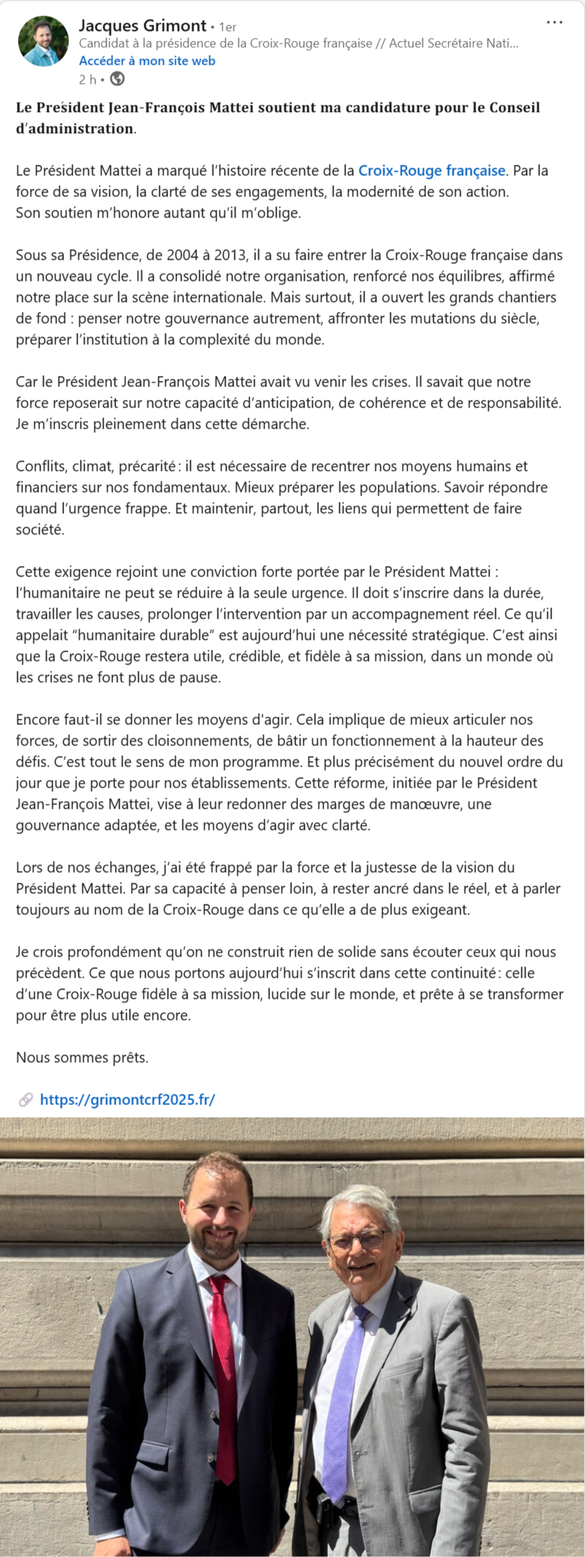 Message de soutien de Jean-François Mattei