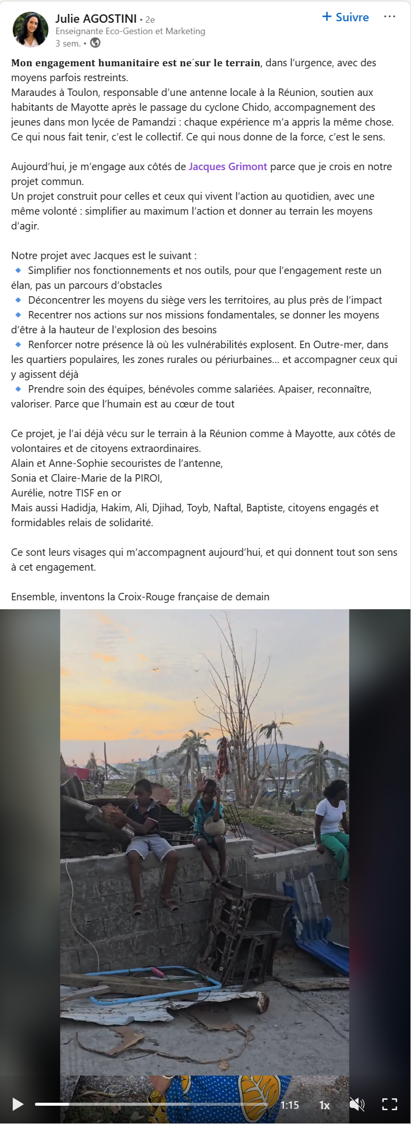 Annonce de candidature de Julie Agostini