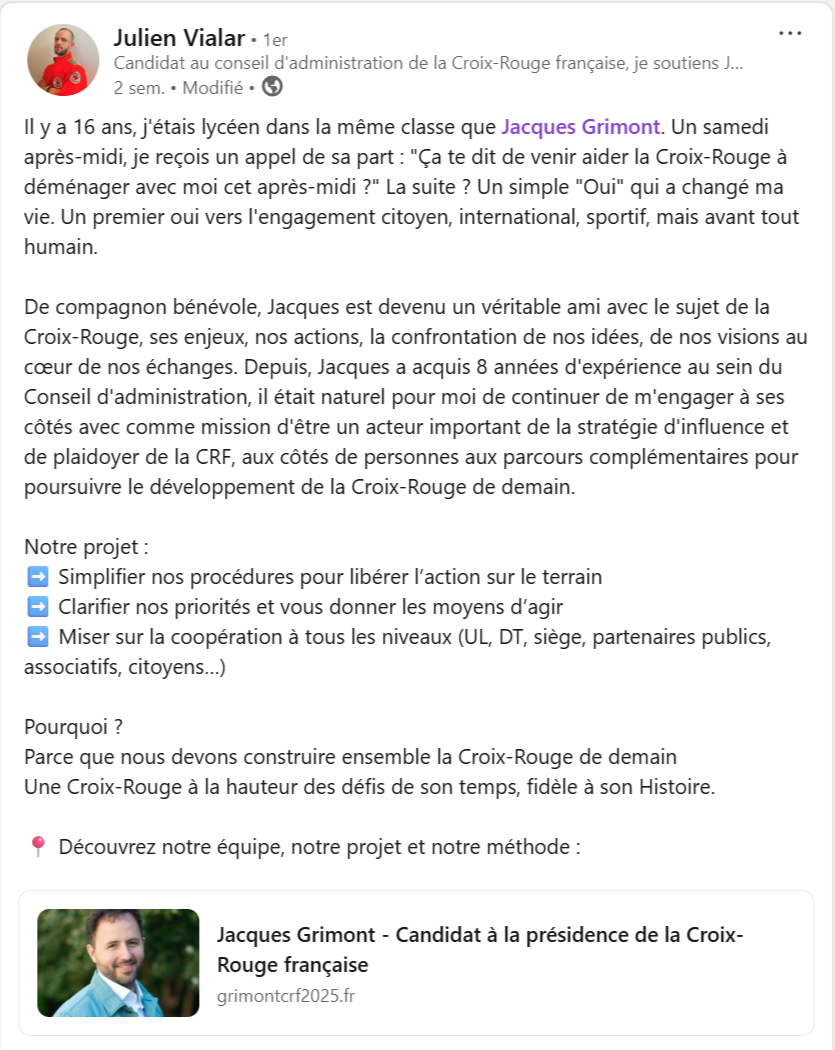 Annonce de candidature de Julien Vialar