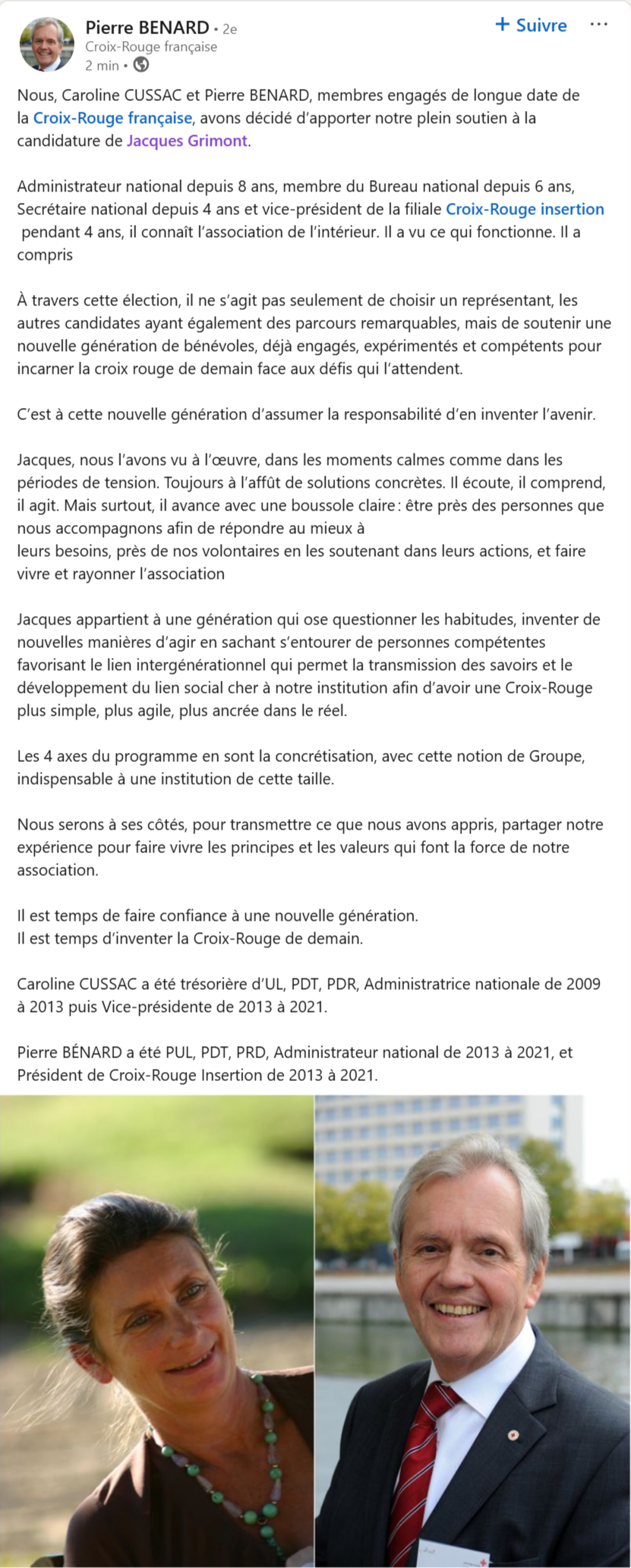 Message de soutien de Caroline Cussac