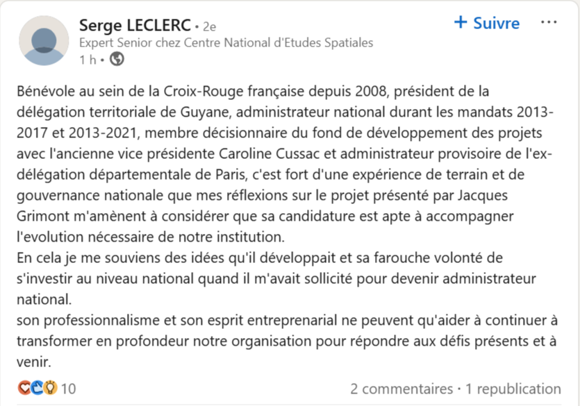 Message de soutien de Serge Leclerc