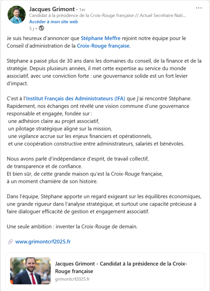 Annonce de candidature de Stéphane Meffre