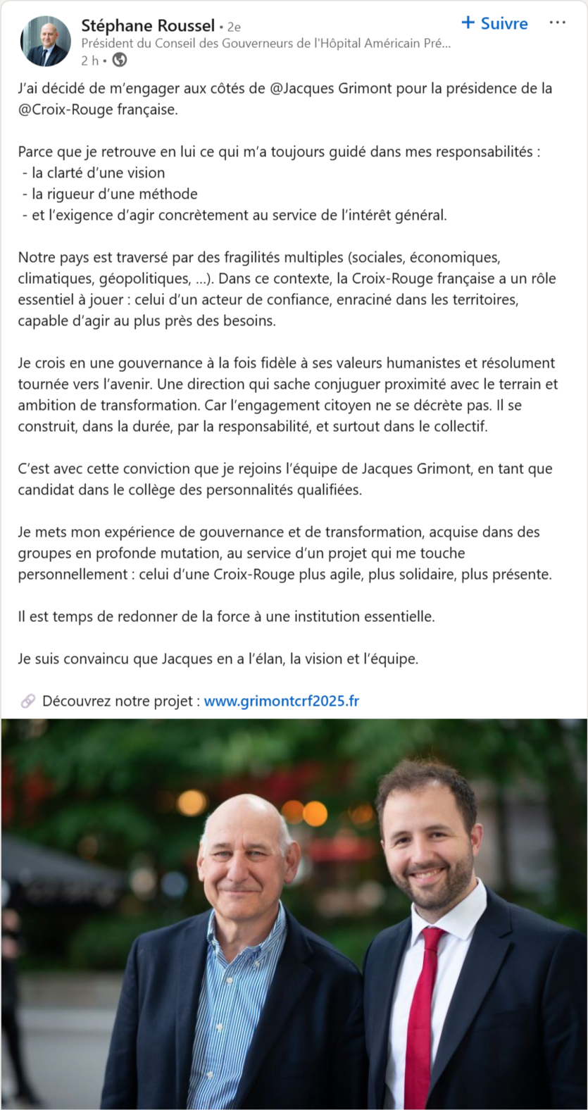 Annonce de candidature de Stéphane Roussel