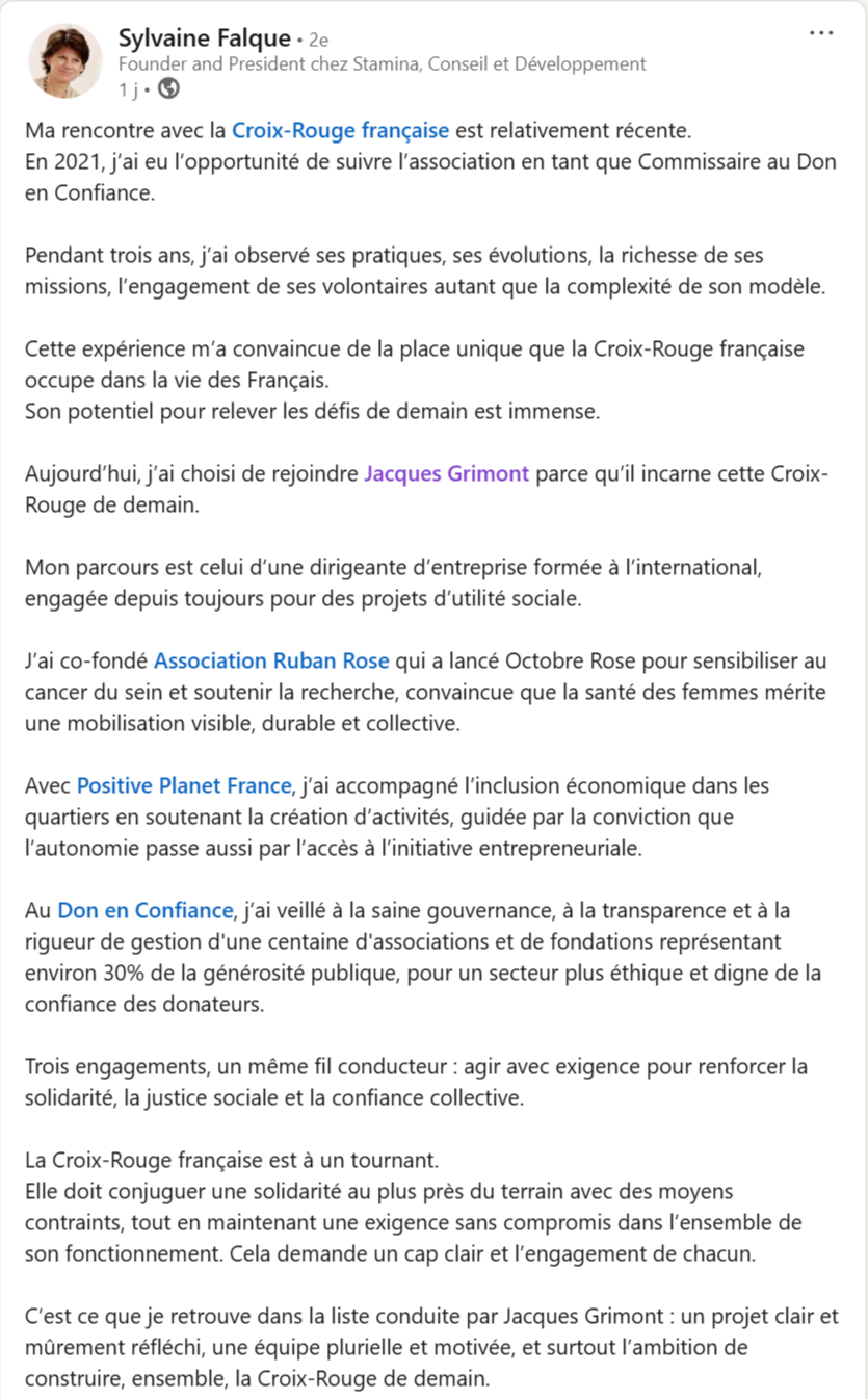Annonce de candidature de Sylvaine Falque