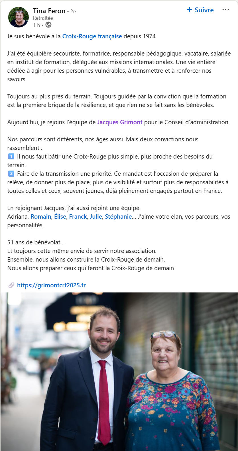 Annonce de candidature de Tina Feron