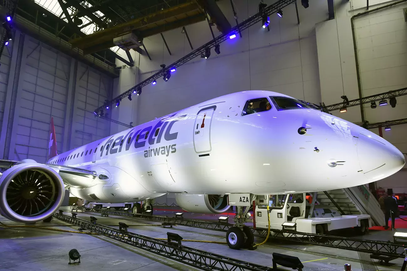 Helvetic Airways a modifié une commande initiale pour douze appareils Embraer 190-E2. (Keystone)