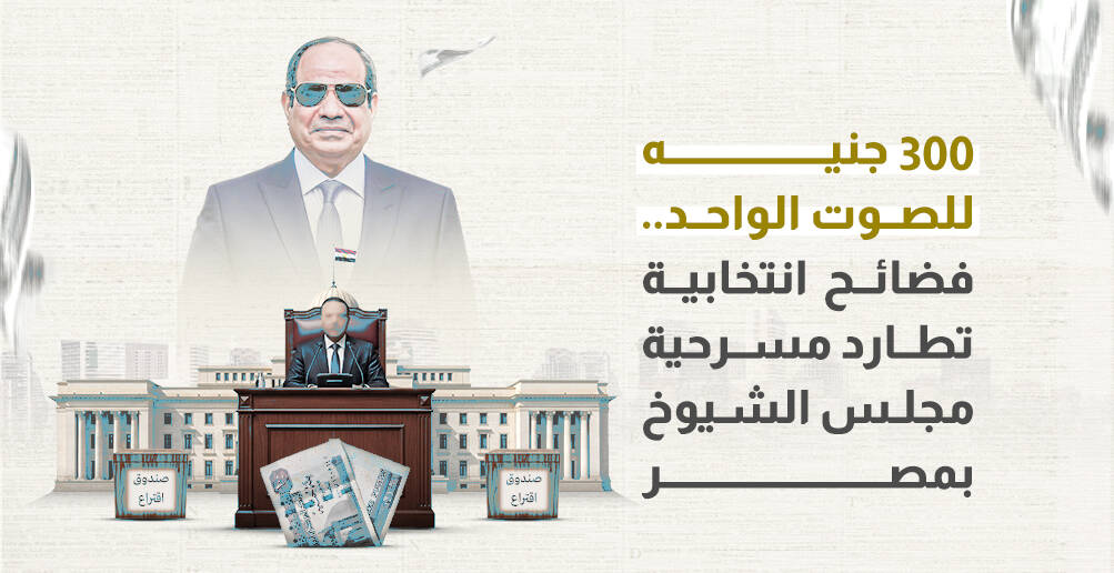 300 جنيه للصوت الواحد.. فضائح انتخابية تطارد مسرحية مجلس الشيوخ بمصر (إنفوجراف)