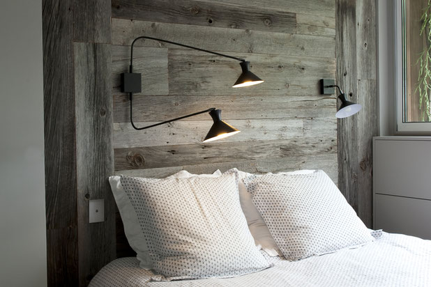 Tête de lit en bardage bois avec isolant phonique-amenagement-appartement-Paris
