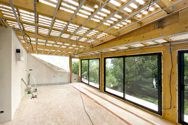 Vue intérieure de la surélévation (en cours de chantier)-surelevation-maison-Villerville