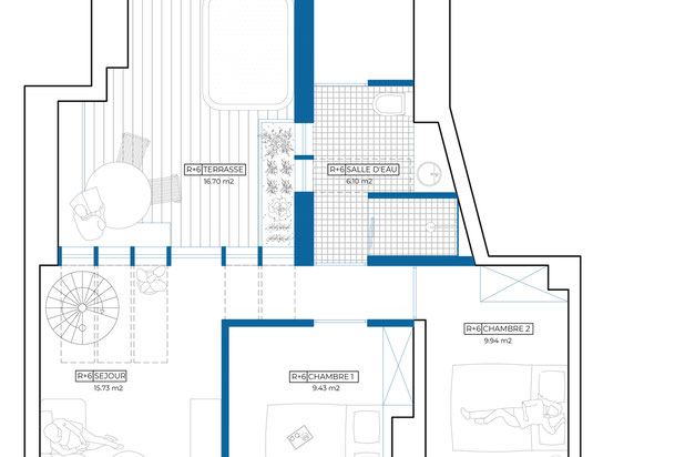 Plan de l'étage surélevé appartement A-surelevation-surelevation-Paris