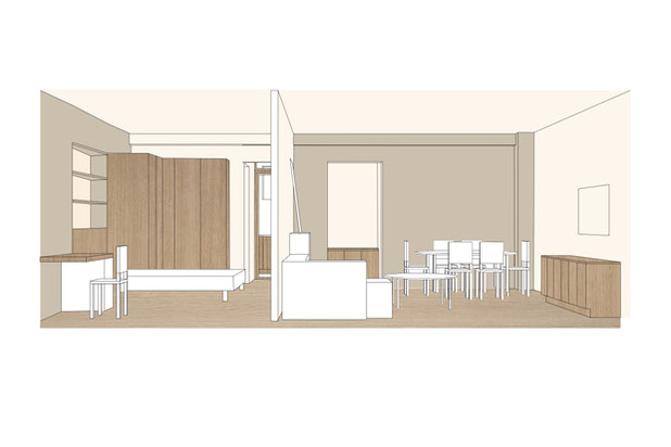 Illustration chambre et séjour-renovation-appartement-Paris