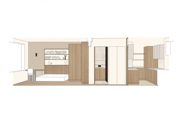 Illustration chambre, salle d'eau, entrée, cuisine-renovation-appartement-Paris