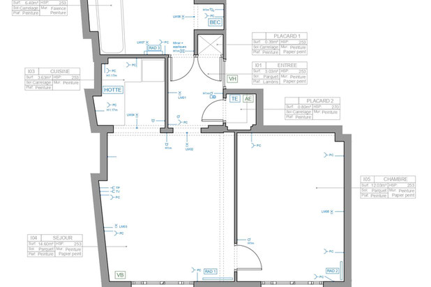 Plan existant avec réseaux-renovation-appartement-Paris