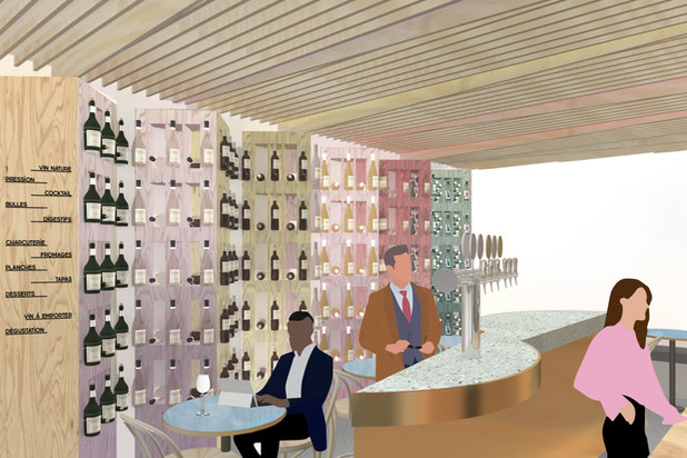 Vue sur cave à vin-renovation-cafe_restaurant-Paris