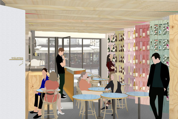 Vue ver l'exterieur-renovation-cafe_restaurant-Paris