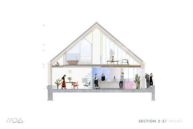Coupe Esquisse-surelevation-immeuble-Paris