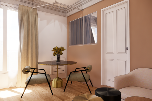 Vue intérieur depuis le salon-renovation-appartement-Paris