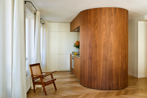 Cuisine en noyer-renovation-appartement-Paris