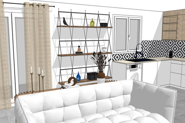 Séjour/cuisine-renovation-appartement-Éragny