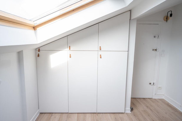 Dressing sur mesure sous combles-renovation-appartement-Levallois-Perret
