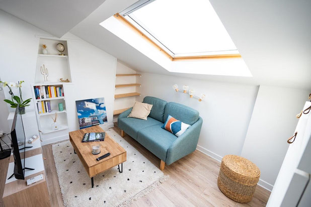Salon scandinave-renovation-appartement-Levallois-Perret