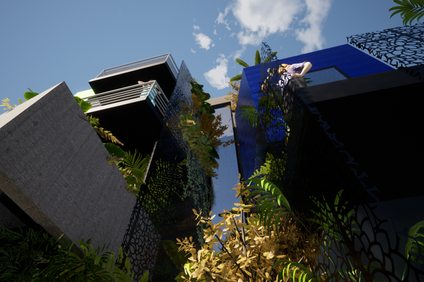 Vue en contreplongée-construction-immeuble-Arcueil