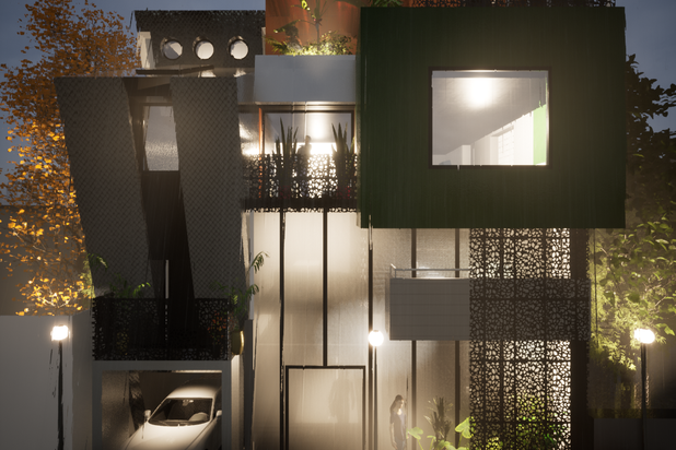 Vue nocturne-construction-immeuble-Arcueil