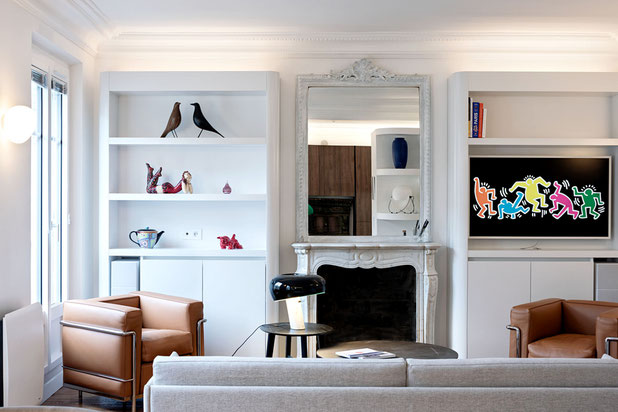 Un salon entre histoire et modernité-renovation-appartement-Paris