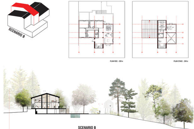 Scénario A - plan et coupe-surelevation-maison-Ventabren
