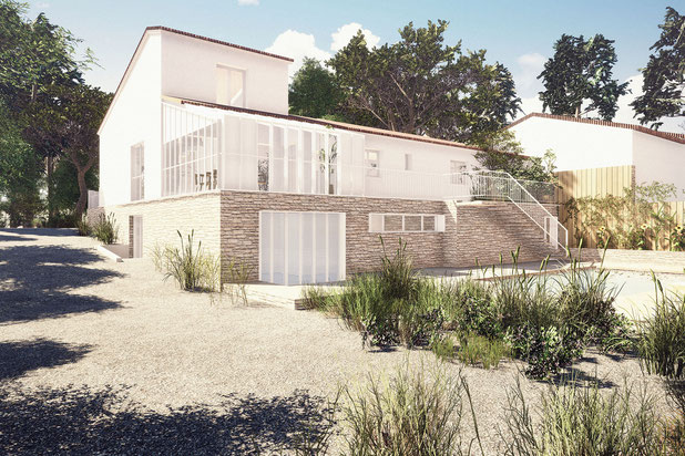 Scénario A - vue jardin-surelevation-maison-Ventabren