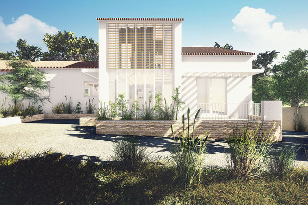 Scénario B _ vue entrée-surelevation-maison-Ventabren