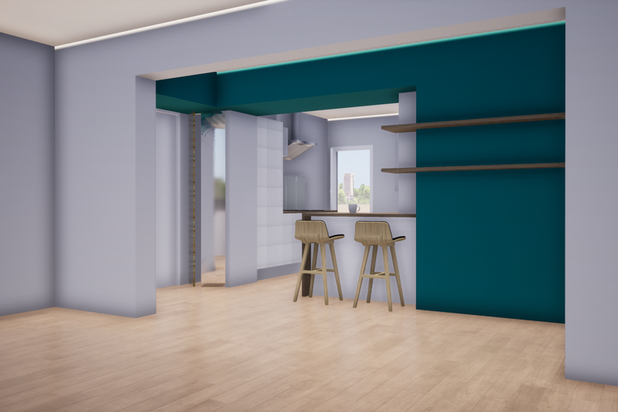 Vue salon / cuisine-renovation-appartement-Aix-en-Provence