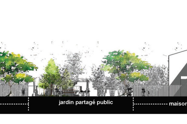 Coupe sur jardin partagé-construction-logement-Vitrolles